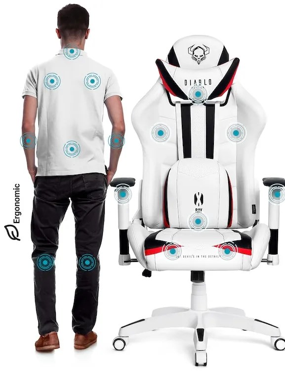 Herné kreslo Diablo X-Ray Normal Size: Bielo-čierne Diablochairs