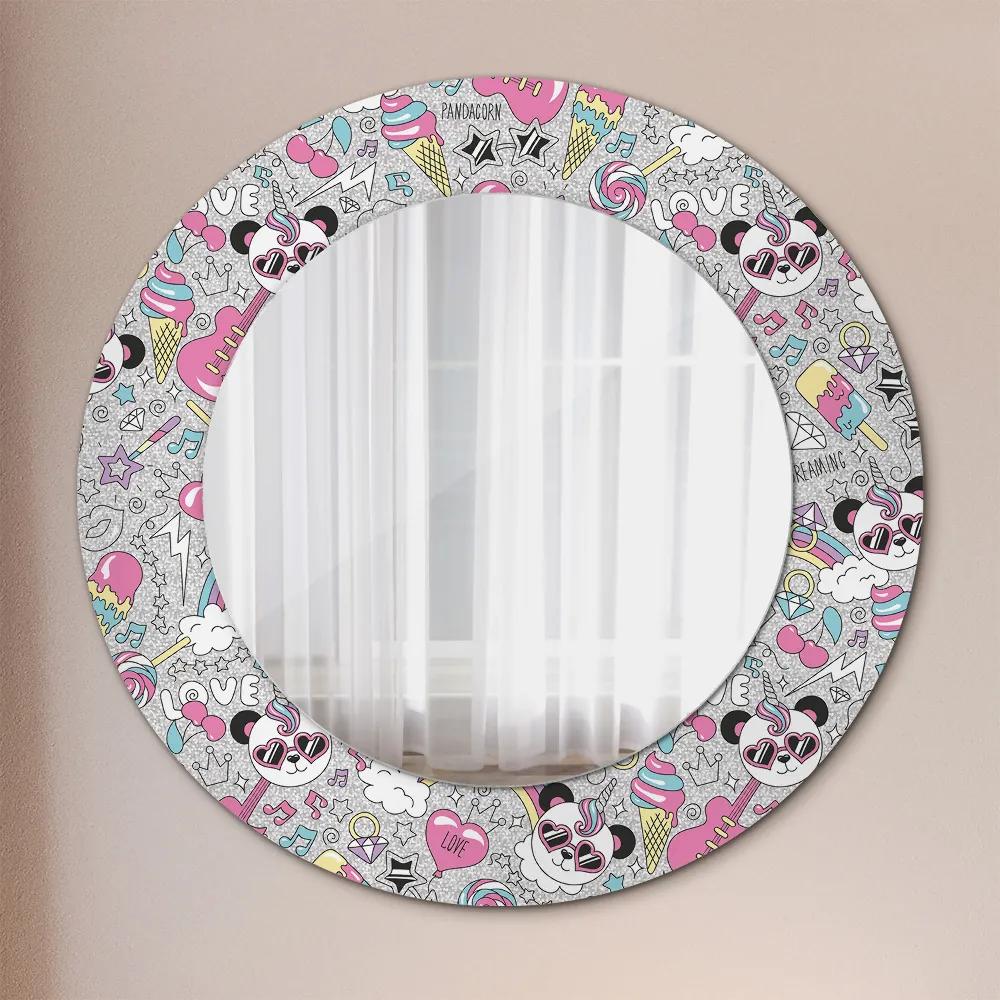 Okrúhle ozdobné zrkadlo Panda unicorn fi 50 cm