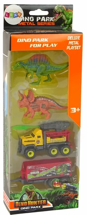 Lean Toys Terénne auto s prívesom – 2ks. Dinosaurov