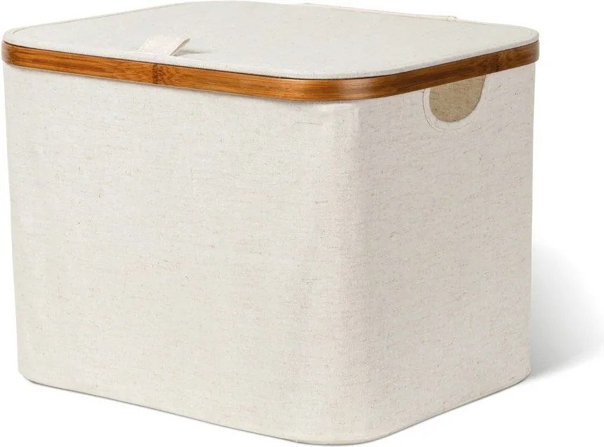 Krémový látkový úložný box s vekom 40,5x33x30 cm Bamboo/Linen – Bigso
