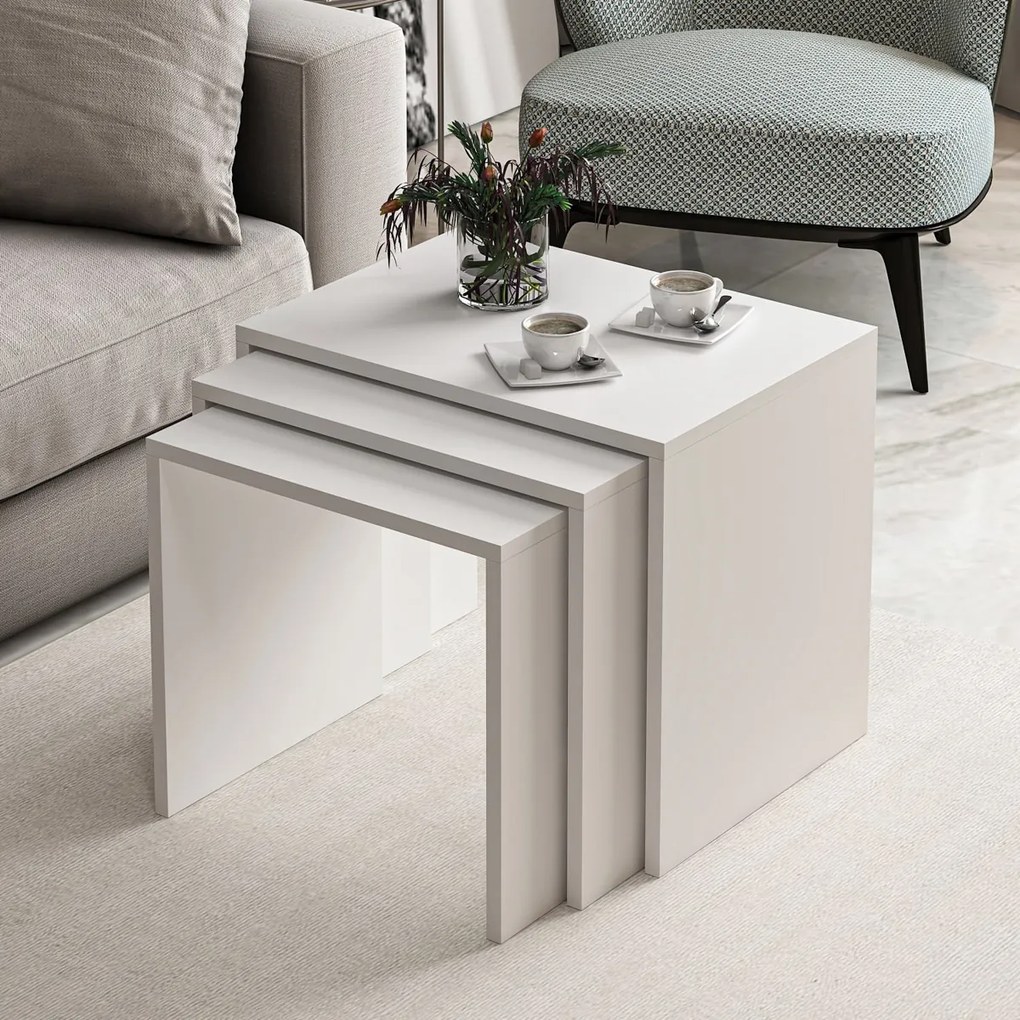 Odkladací stolík Alya White, 3 ks