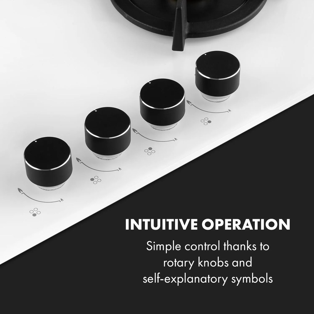 Klarstein Goldflame 4, plynová varná doska, 4 mosadzné horáky, sklokeramika