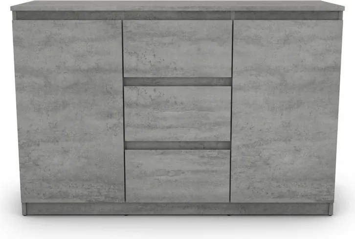 Komoda s 3 zásuvkami Carlos, šedý beton, 120 cm