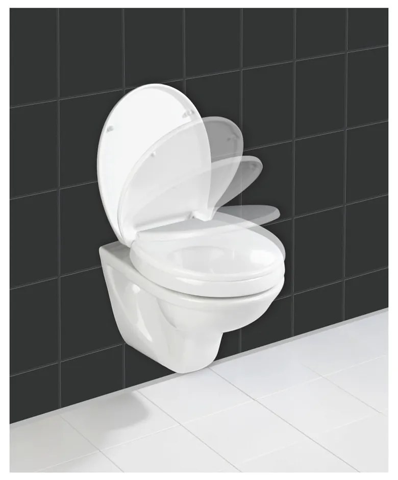 Mierne zvýšené WC sedadlo s jednoduchým zatváraním pre seniorov Wenko Secura, 43,5 × 37 cm