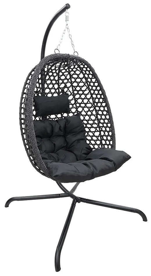 Závesné kreslo MOLINE so stojanom, čierne