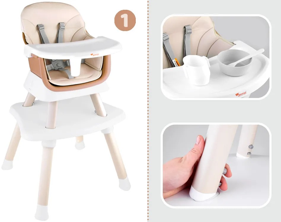 Stolička na kŕmenie Set 6v1 ZA4142 – béžová