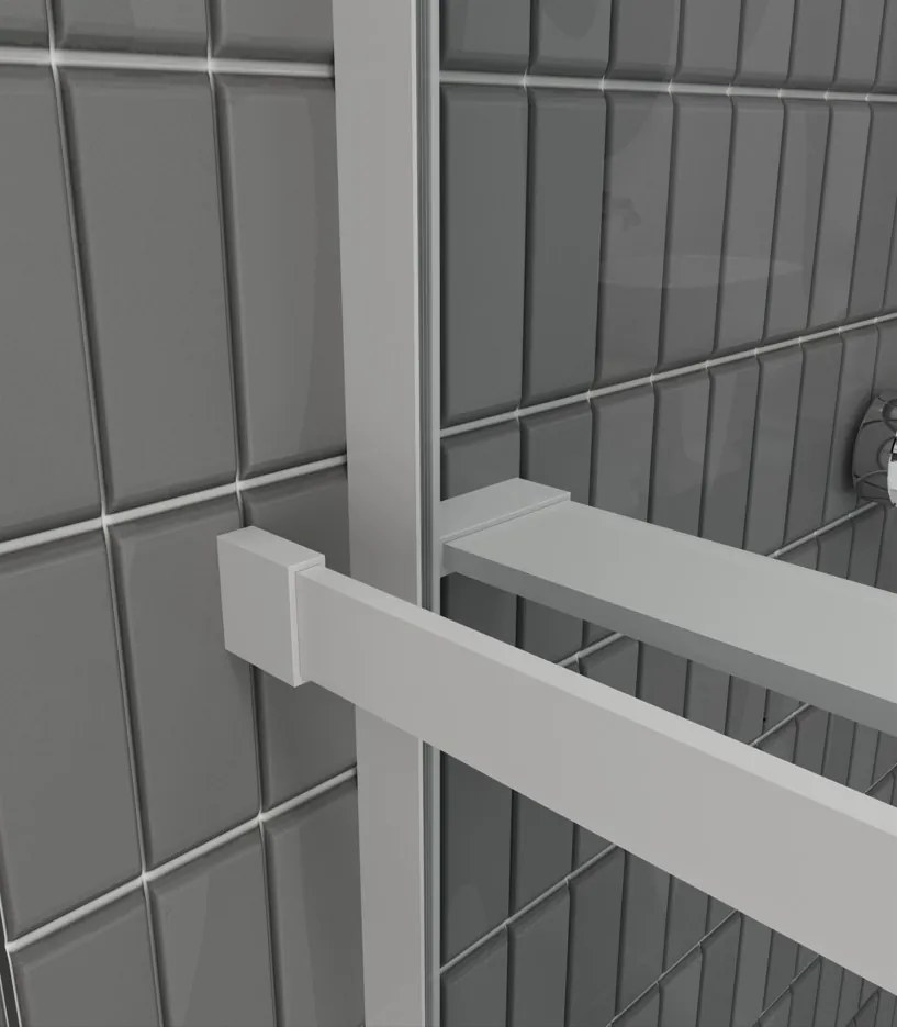 Erga Paris, sprchová zástena Walk-In 50x200 cm, 8mm šedé sklo, biely matný profil, ERG-V02-PARIS-050x200-GR-WH