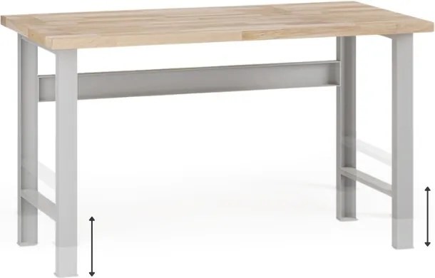 Výškovo nastaviteľný dielenský stôl G7, buková škárovka, 1500 x 800 x 840-1040 mm
