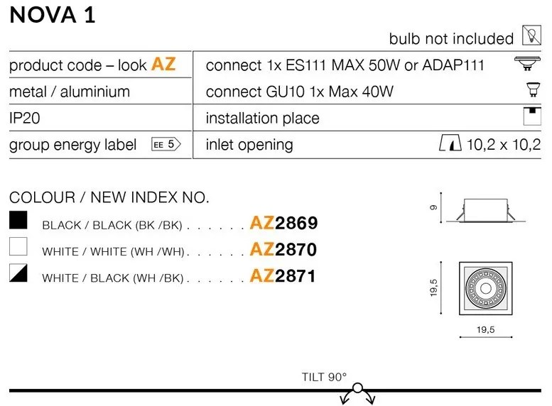 Azzardo Nova 1 white/white AZ2870