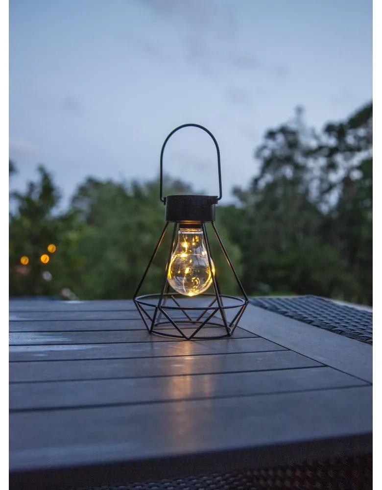 Čierny LED lampáš Star Trading Eddy, výška 15,5 cm