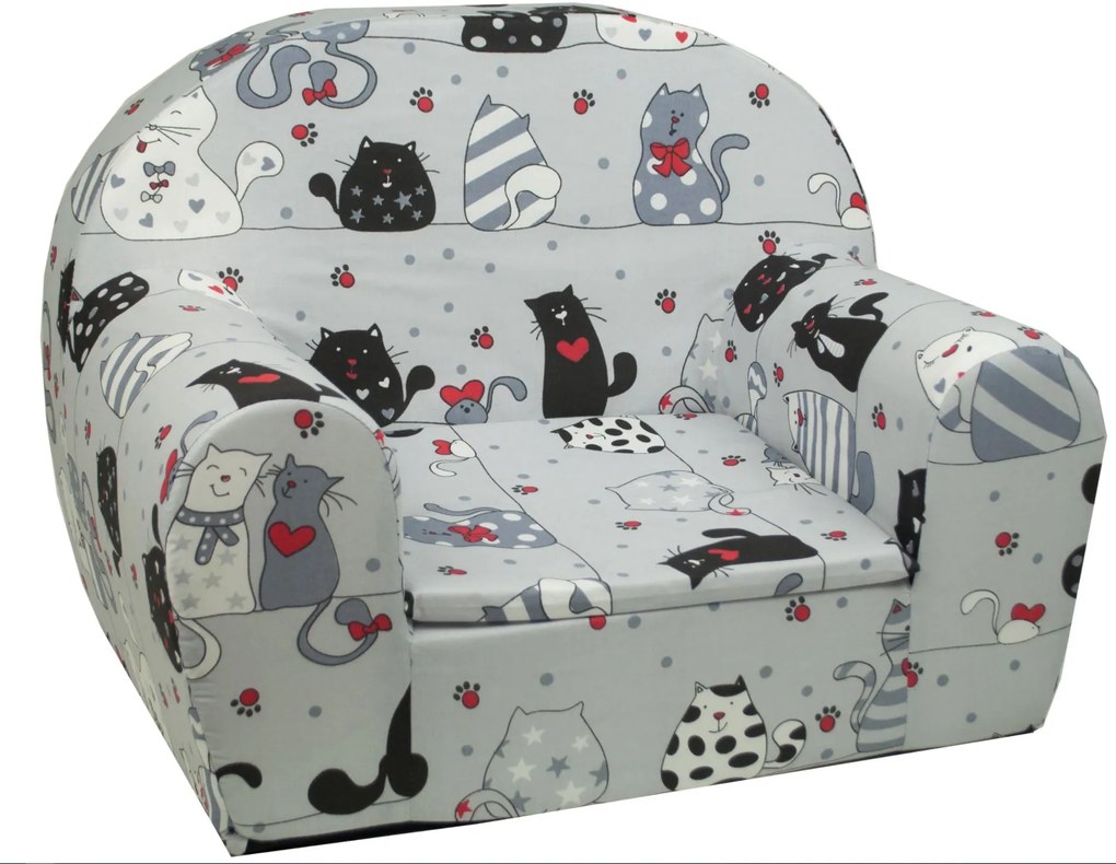 Detské kresielko Zamilovaní Mačička - šedé