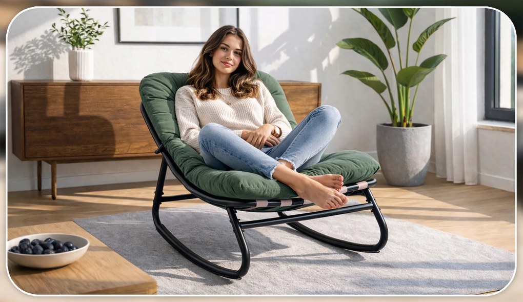 Hojdacie záhradné kreslo na terasu alebo do obývačky, zelené AURORA