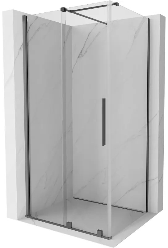 Mexen Velar, sprchový kút s posuvnými dverami 120 x 80 cm, 8mm číre sklo, brúsený grafit, 871-120-080-01-95