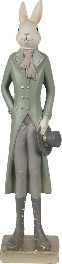 Dekorácia králik elegán v zelenom fraku s klobúkom - 9*7*36 cm