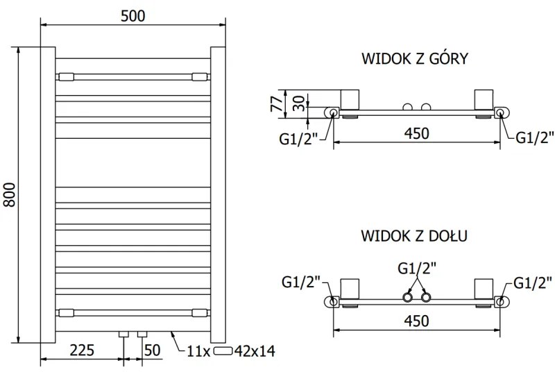 Mexen Uran vykurovacie teleso 800 x 500 mm, 359 W, biela, W105-0800-500-00-20