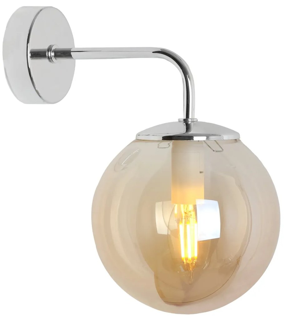 Nástenné svietidlo Paris 2, 1x medové sklenené tienidlo, CH