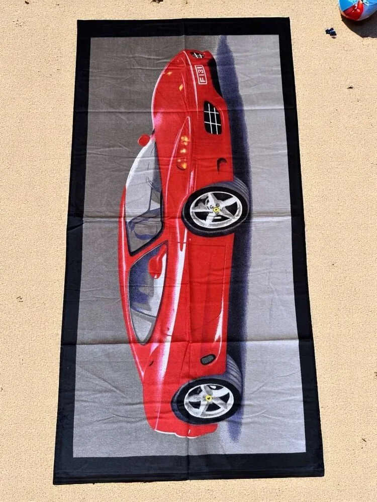 Plážová osuška FUNNY RED CAR 70x140 cm