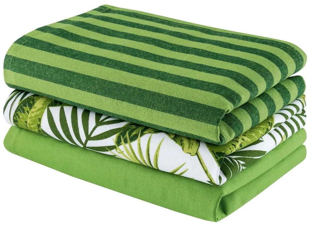 MERADISO® Bavlnená utierky na riad, 3 kusy (vzor / zelená ), vzor / zelená (100324432)
