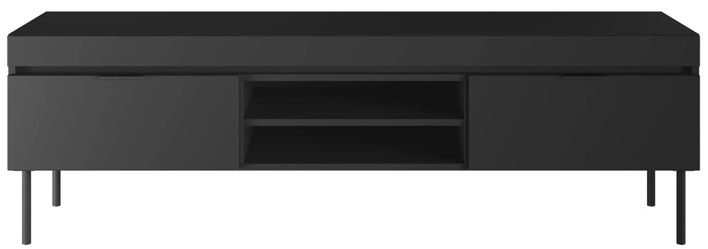TV stolík Sentia 157 cm s 2 otvorenými policami - čierna / čierna