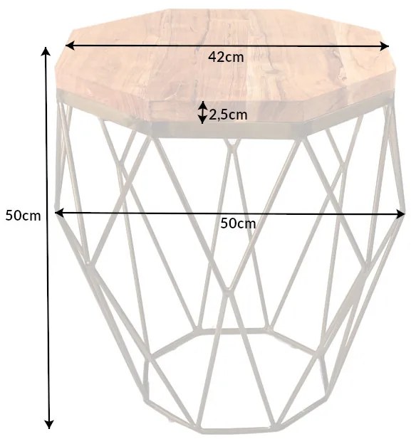 Konferenčný stolík Diamond 50cm akáciová mosadz prírodná