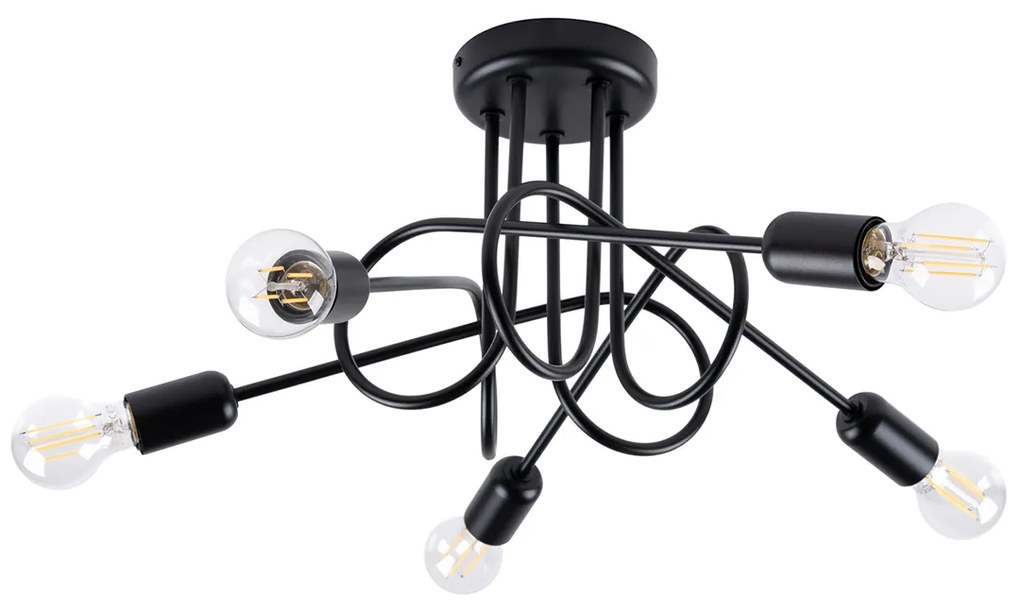 Stropné svietidlo Loop 5, čierne telo svietidla