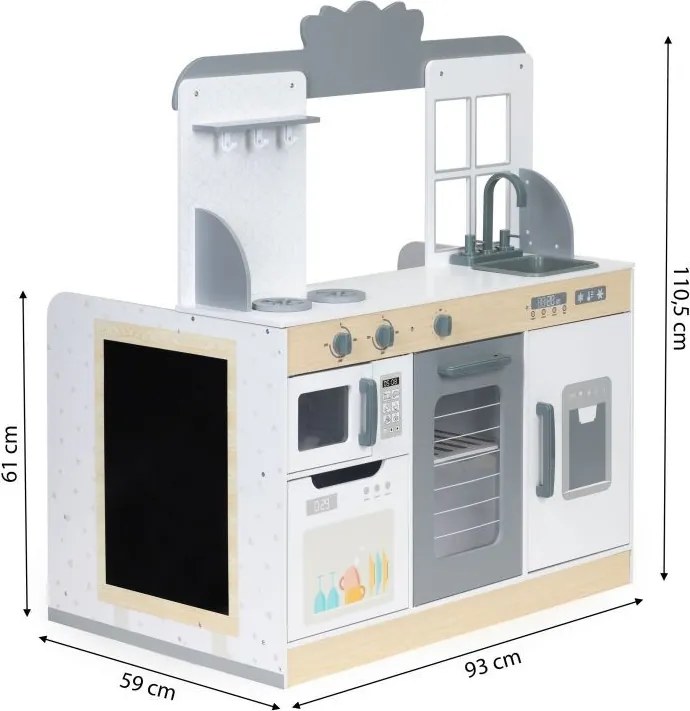 Drevená kuchynka pre deti so stolikom a stoličkami v štýle reštaurácie