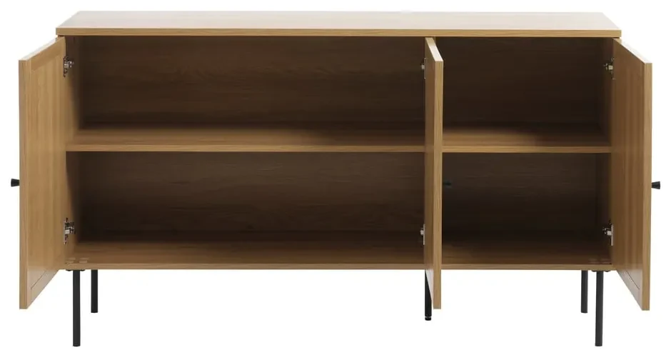Nízka komoda v dekore duba v prírodnej farbe 140x80 cm Pensacola – Unique Furniture