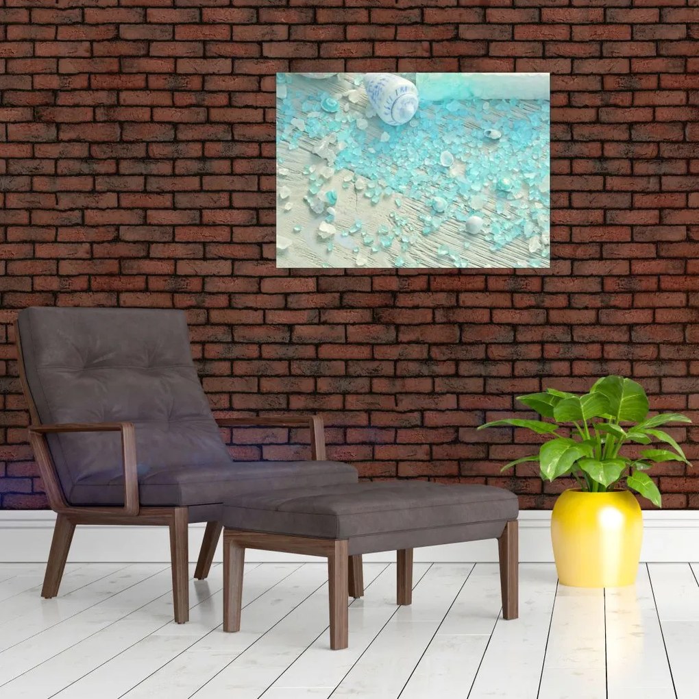Sklenený obraz - Prímorská atmosféra v tyrkysových odtieňoch (70x50 cm)