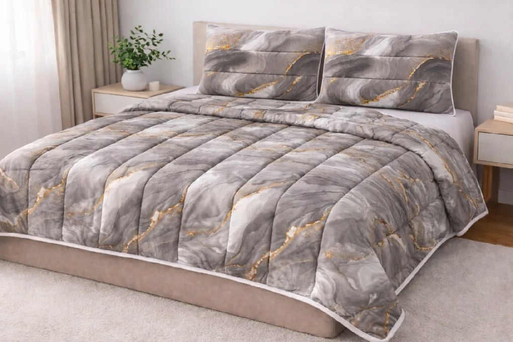 INTERMEDIC SK Celoročný set paplón + vankúš Mramor z mikrovlákna 140x200/70x90 cm