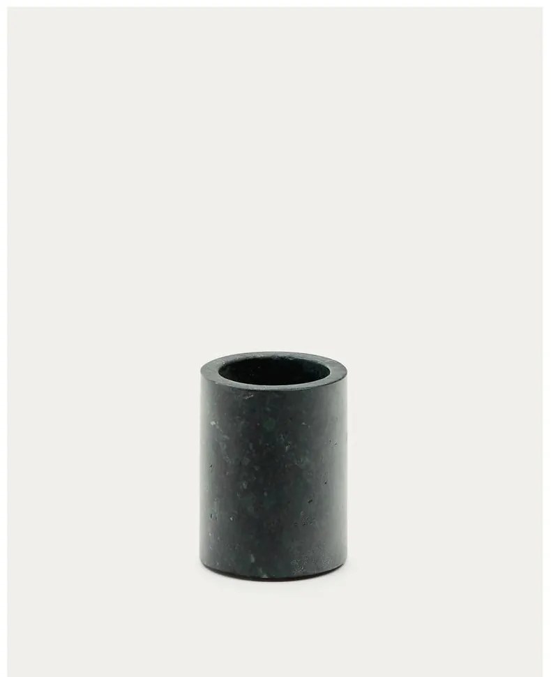 Tmavozelený mramorový téglik na zubné kefky Elenei – Kave Home