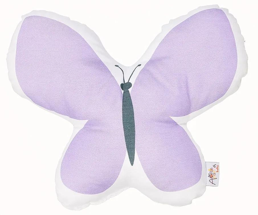 Fialový detský vankúšik s prímesou bavlny Mike & Co. NEW YORK Pillow Toy Butterfly, 26 x 30 cm