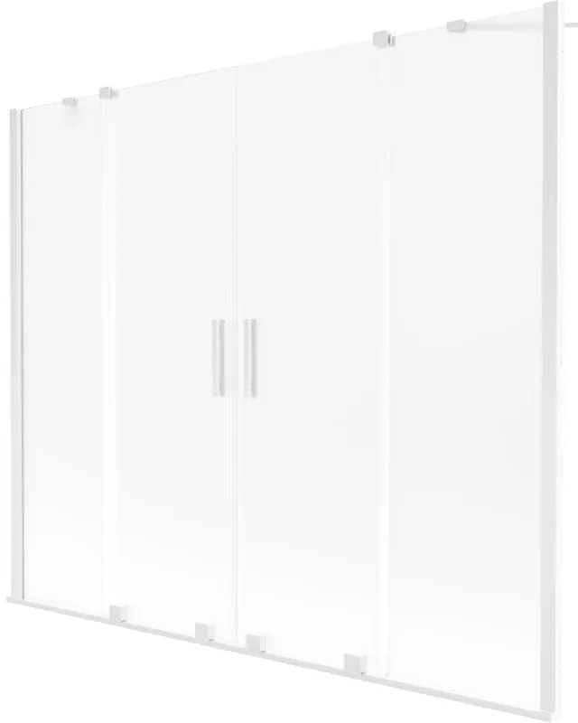 Mexen Velar Duo, 2-krídlová vaňová zástena s posuvnými dverami 200 x 150 cm, námraza, biely profil, 896-200-000-32-20