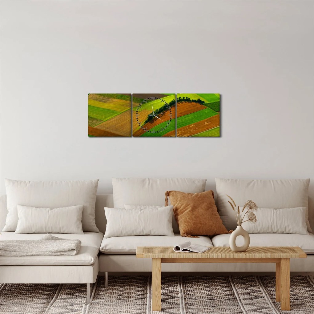 Obraz - Polia, lúky (s hodinami) (90x30 cm)