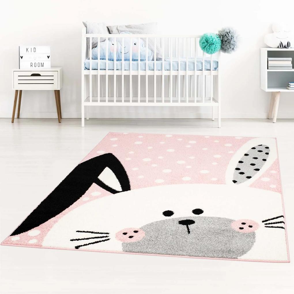 Dekorstudio Moderný koberec BUBBLE - Ružový zajačik Rozmer koberca: 160x225cm