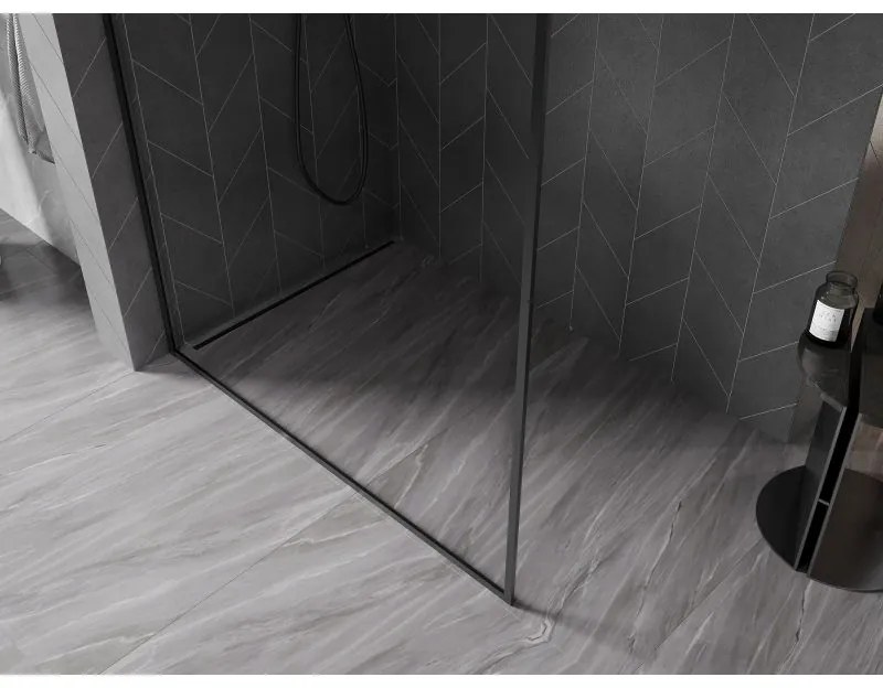 Mexen Kioto-XF, sprchová zástena s rámom 130 x 202 cm, 10mm číre sklo, čierny profil, 800-130-104-70-00-X