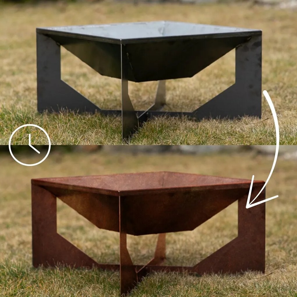 Vento Záhradné ohnisko 70 x 70 x 30 cm, corten CORGARDEN 1015