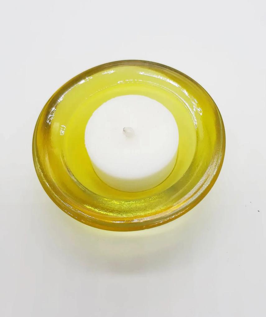 Čajové bezobalové sviečky variant: 1, IBA SVIETNIK, farba svietnika: žltá