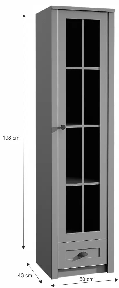 Vitrína Provance W1S - sivá