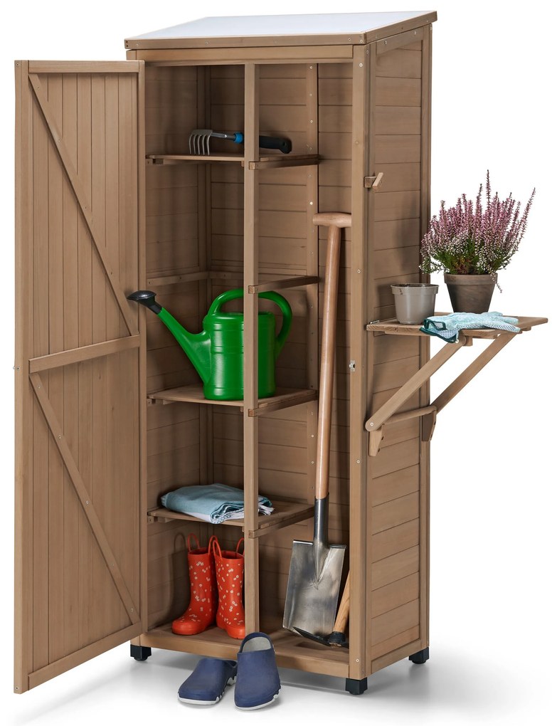 Veľká záhradná skriňa so sklopným regálom naboku