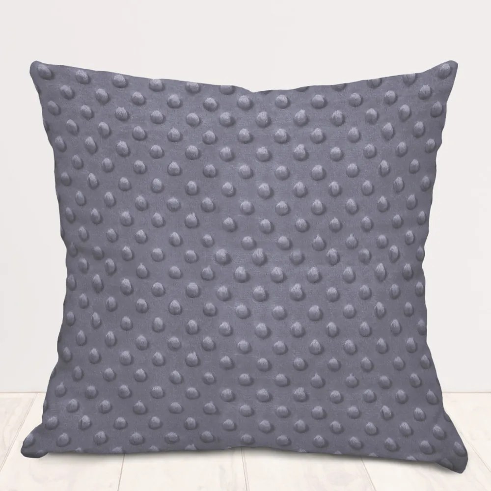 Biante Detská obliečka na vankúš Minky 3D bodky MKP-004 Tmavo sivá 50 x 70 cm