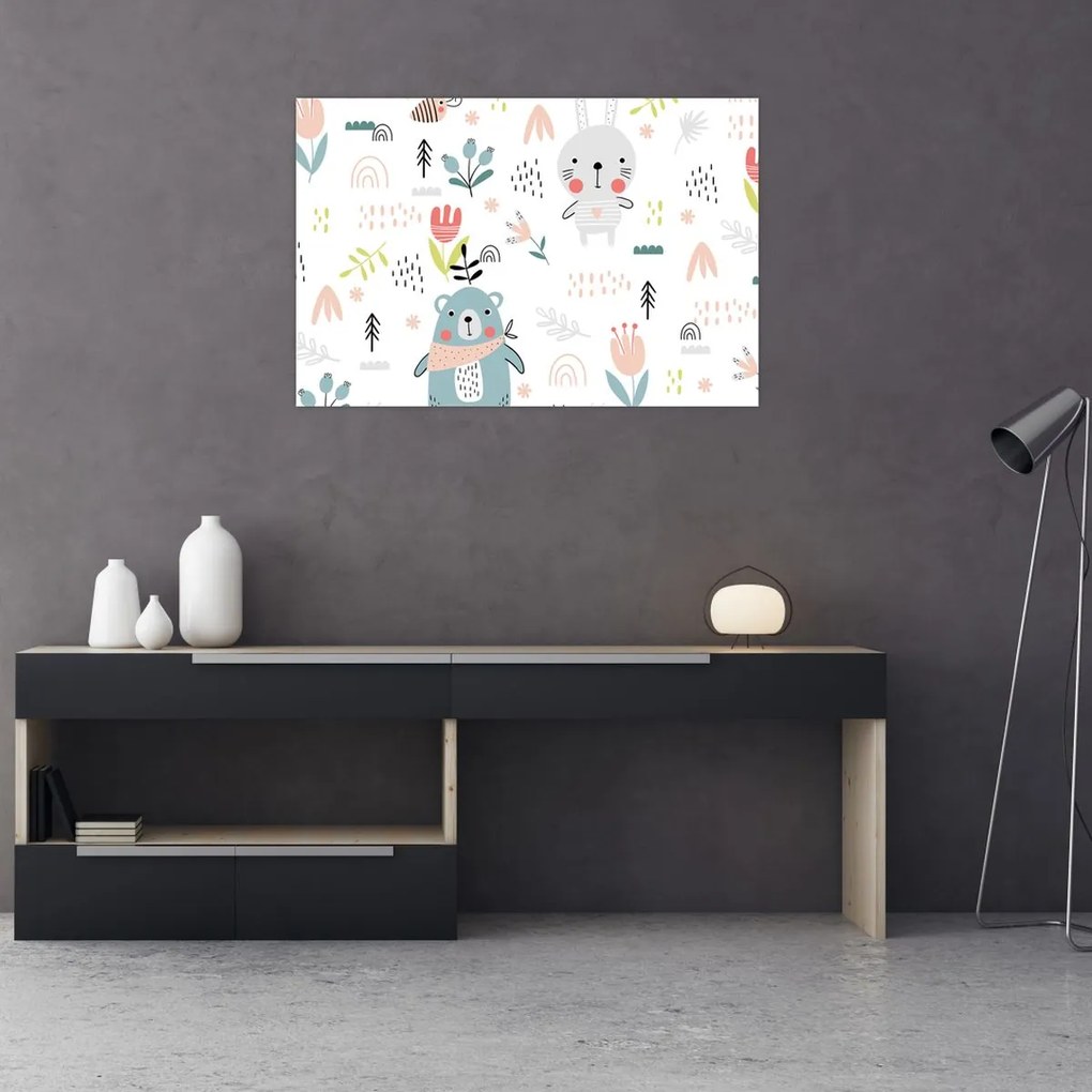 Obraz - Zvieratká na lúke (90x60 cm)