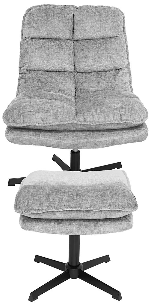 Relaxačné otočné kreslo KATANIA s podnožkou, svetlosivé