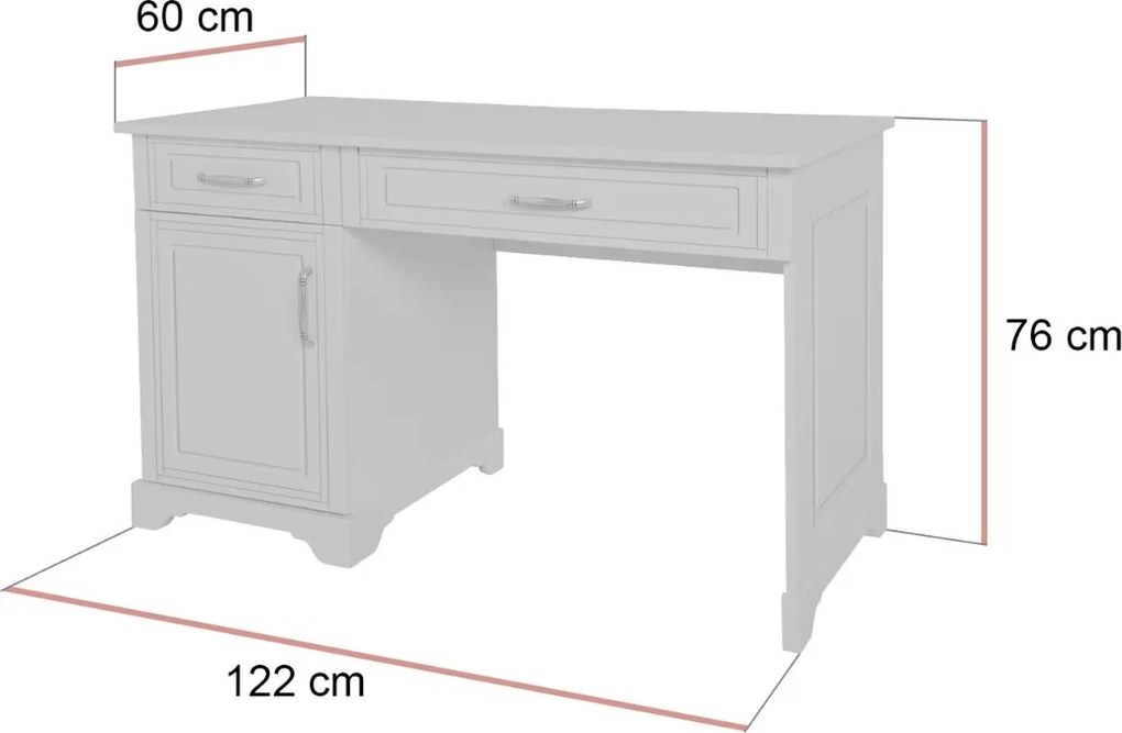 PISACÍ STÔL TOSCANA BIELY 122 cm
