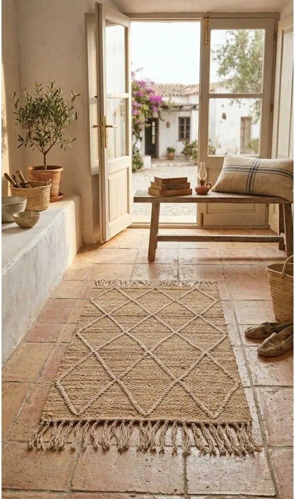 Ručne tkaný jutový koberec v prírodnej farbe 60x90 cm Shaila – Bizzotto