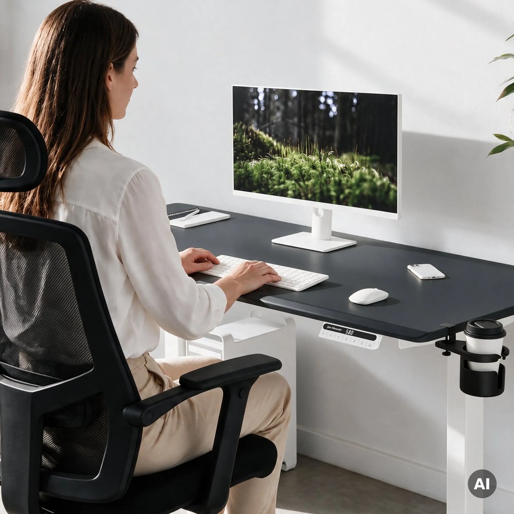 Elektrický stôl s nastaviteľnou výškou ergonomický bielo-antracitový,1600x800 mm: ARIA