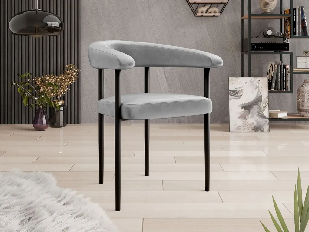 Čalúnená jedálenská stolička Ezukto, Dostupné poťahy: Magic Velvet 2225, Farby: čierna