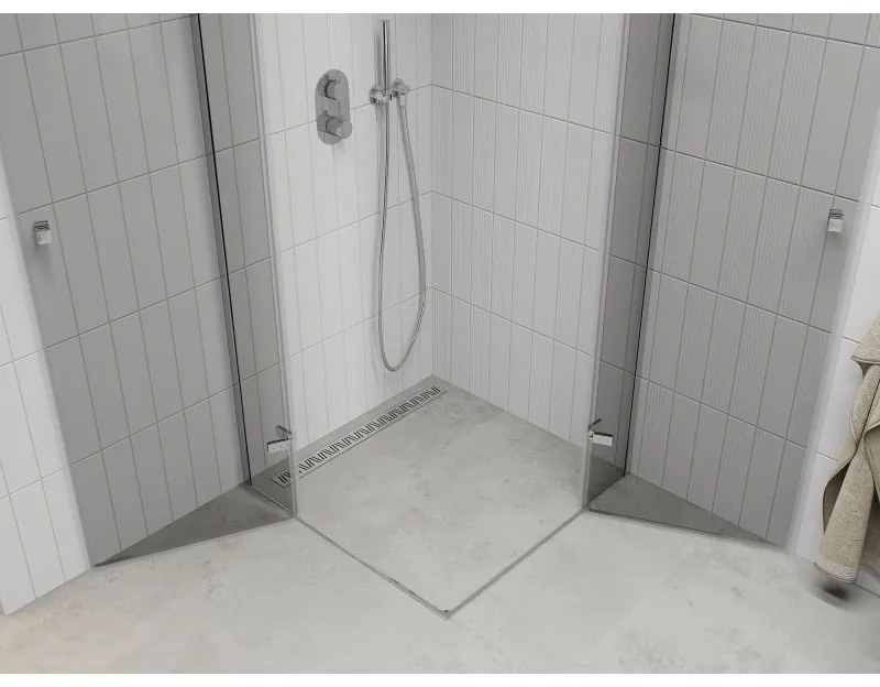 Mexen Roma Duo, sprchovací kút 80 (dvere) x 80 (dvere) cm, 6mm číre sklo, chrómový profil, 854-080-080-02-00