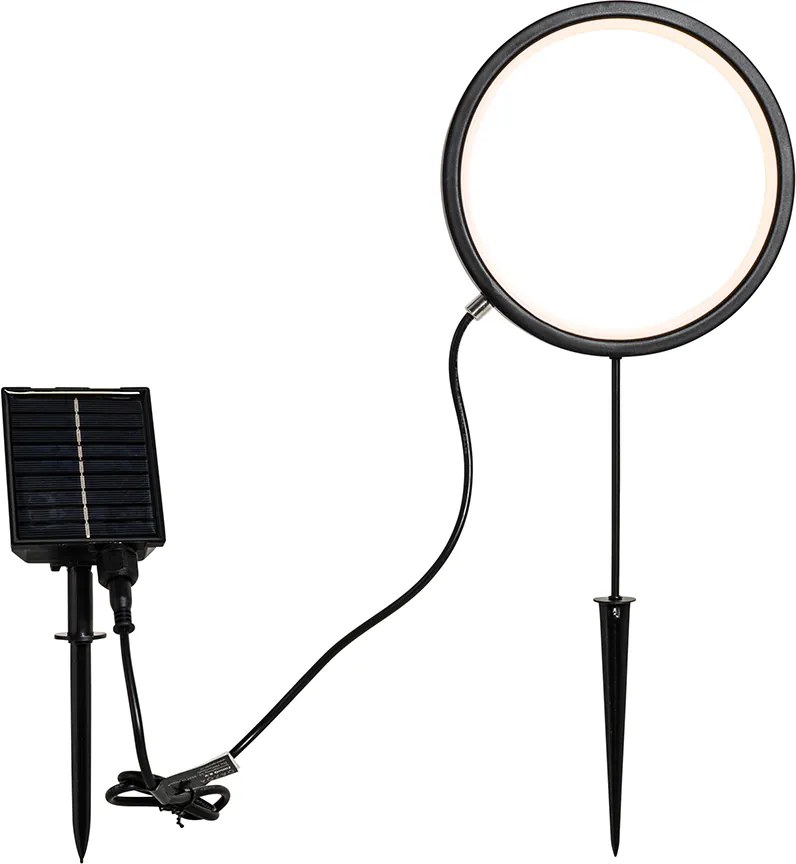 Sada 2 čiernych bodových svetiel 50 cm vrátane nabíjateľného LED a solárneho IP65 - Adalind