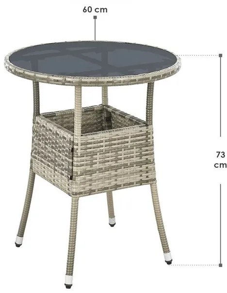 InternetovaZahrada Ratanový okrúhly stôl Yoro Ø60 cm - šedý