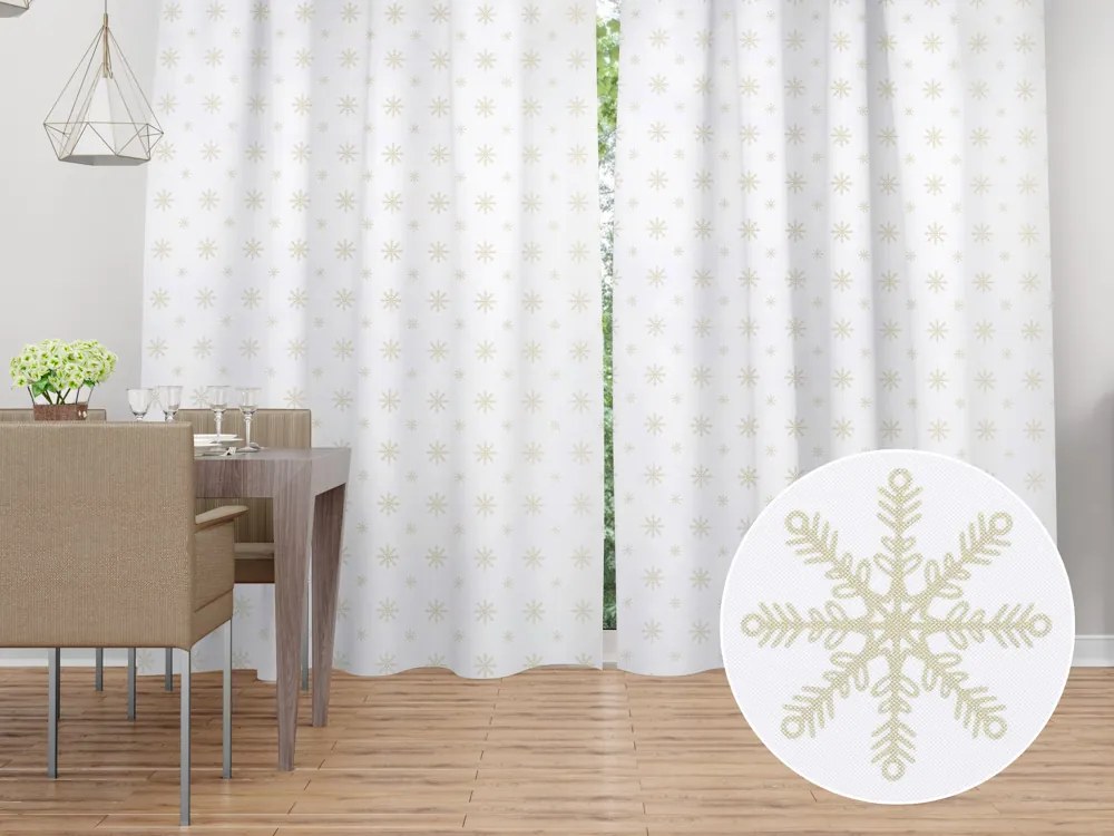 Biante Dekoračný záves TF-102 Vianočné béžové vločky na bielom 140x140 cm